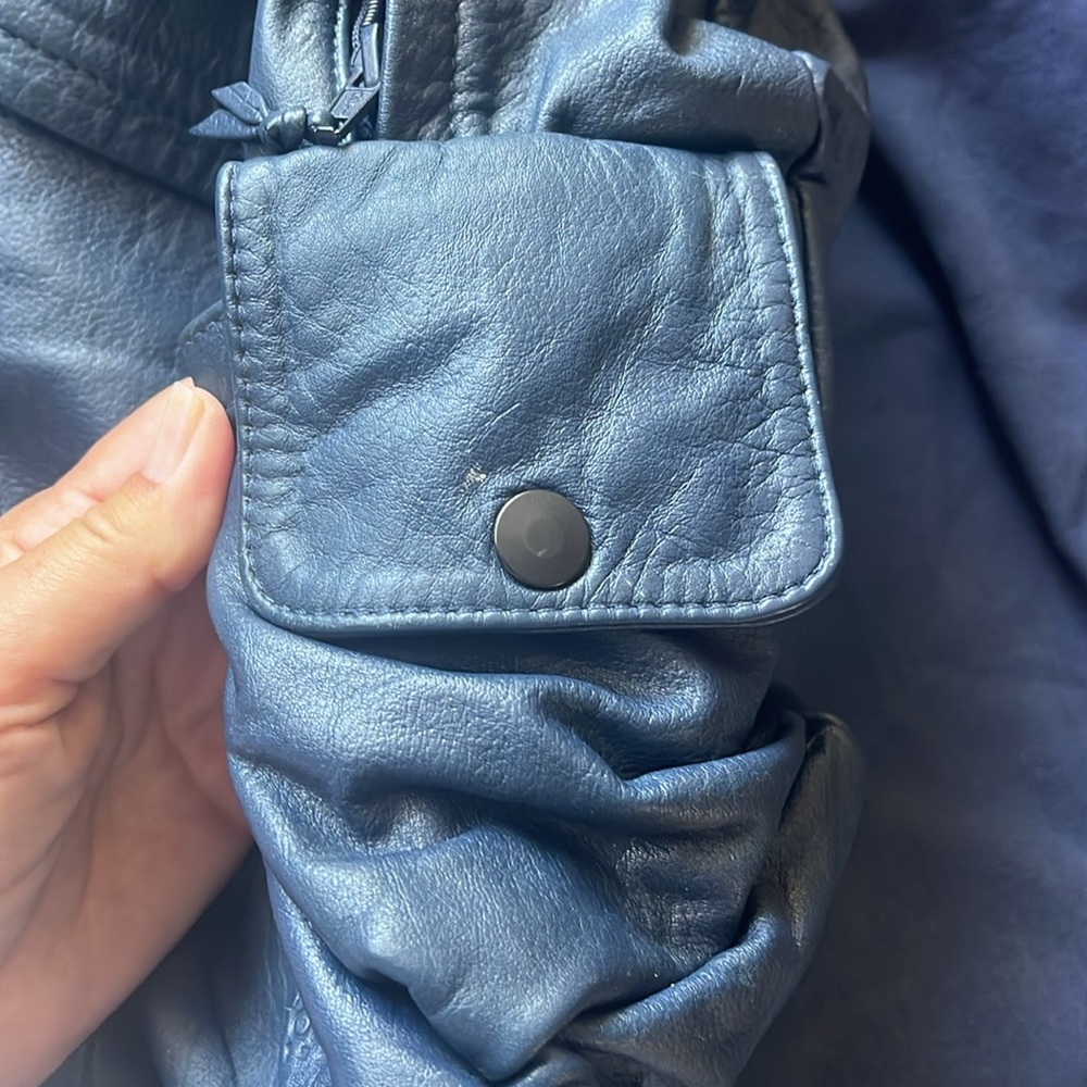 Navy Leather Backpack - Picture 3 of 8